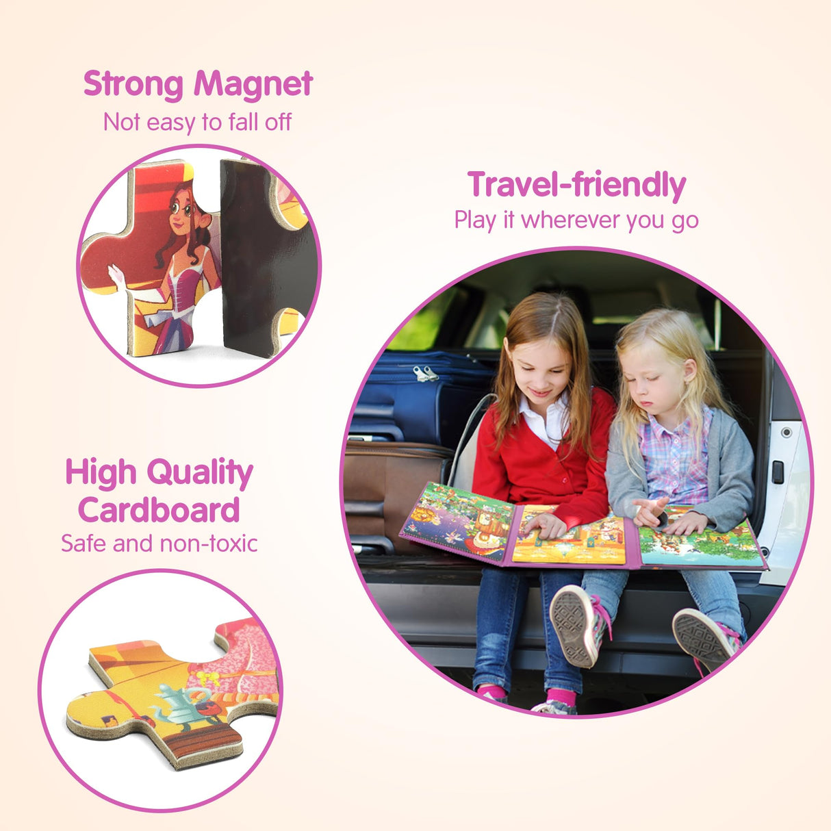 SYNARRY Princess Fairy Party Magnetic Puzzles for Toddlers 3-5 Girls, 36 Pieces Travel Puzzles for Kids Ages 4-6, Airplane Car Road Trip Activities Games Toys for 3 4 5 6 Year Old Girls Birthday Gifts SYNARRY