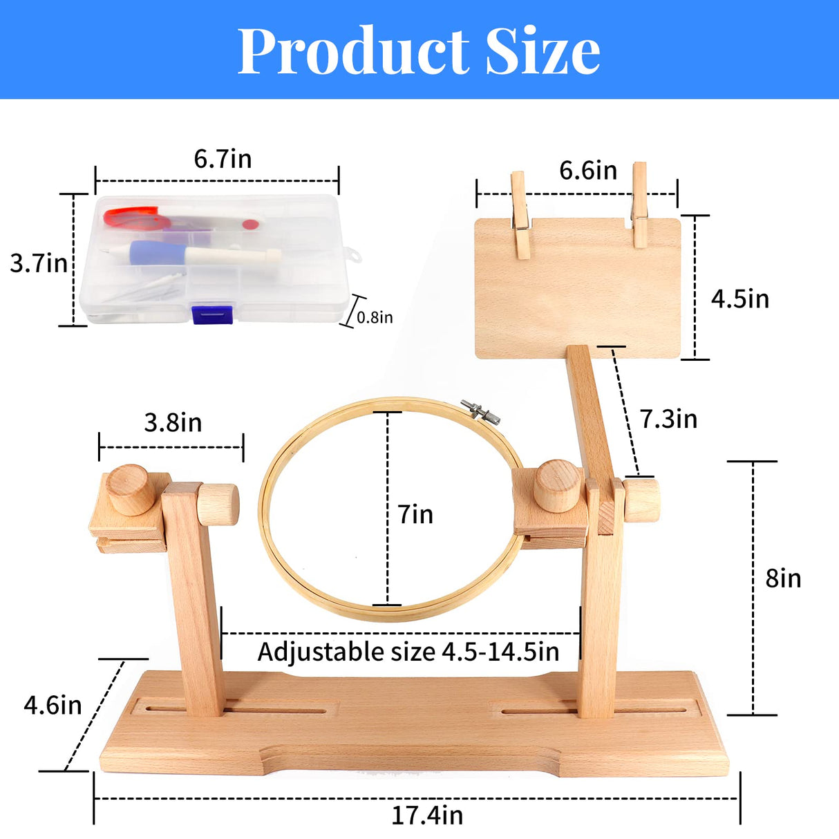 SolidGnik Embroidery Stand, Adjustable Embroidery Hoop Holder, Cross Stitch Stand with Embroidery Kit and 3PCS Embroidery Hoops SolidGnik