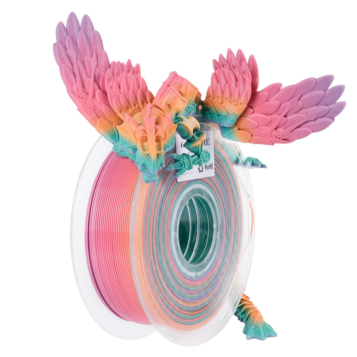 Conjure PETG Rainbow 3D Printer Filament, Candy Rainbow Green Pink Yellow Pureple Orange 1.75mm Christmas 3D Printing Filament 1KG/2.2lb chitu systems