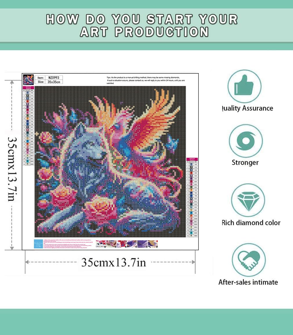 Lophomie Diamond Art Kits for Adults, 5D DIY Wolf Diamond Painting Kits for Adults Beginners, Diamond Dots Kits Gem Arts Crafts for Home Wall Decor 14x14 Inch Lophomie