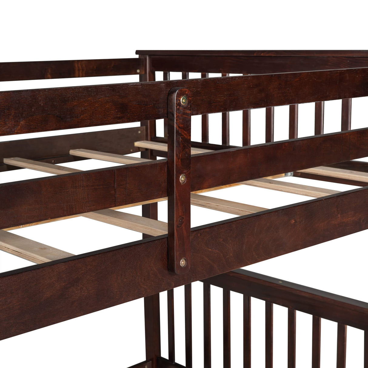 Harper & Bright Designs Full Over Full Bunk Bed with 2 Drawers, Solid Wood Platform Bed with Ladder, Full Length Guardrail and Headboard, No Spring Box Needed, Espresso Harper & Bright Designs