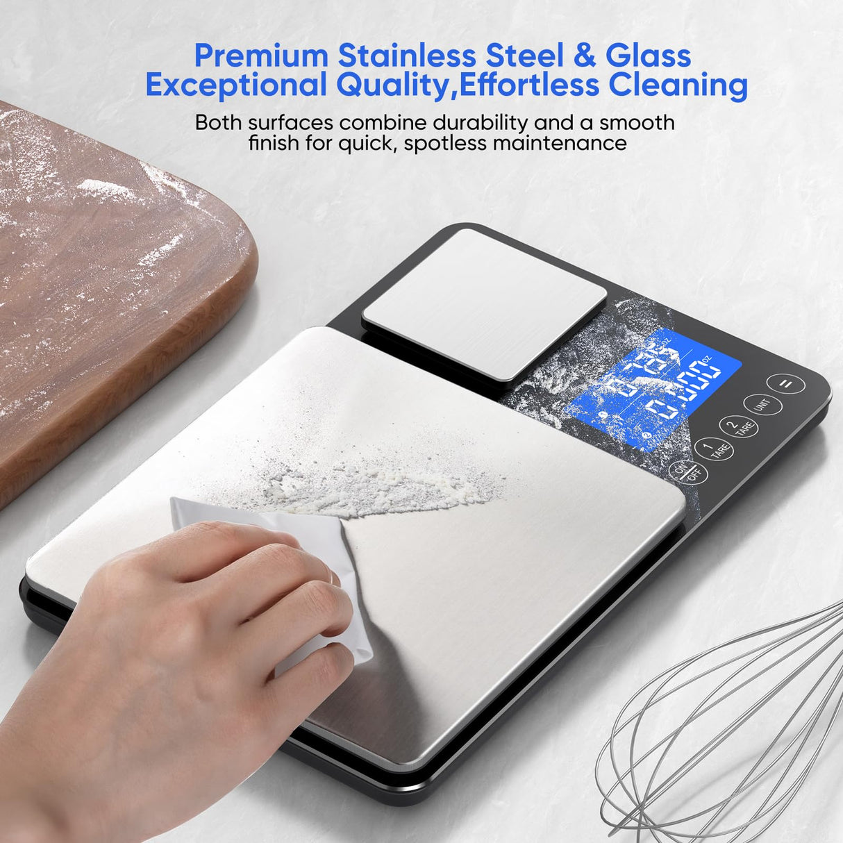 Dual Platform Food Kitchen Scale with 0.1g/0.001oz High Precision, 15kg/33lb Bakery Scale, Dual Accuracy Kitchen Scale for Sourdough Bread, Baking and Cooking with 7 Unit Tare and Totalizer ApeWeghr