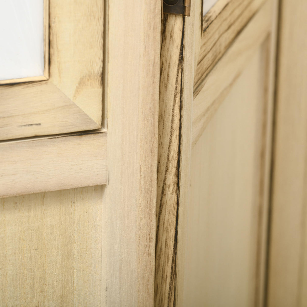 HOMCOM 4 Panel Room Divider, 5.6' Indoor Wood Portable Folding Privacy Screens with Photo Frames and Cardstocks, Hinged Freestanding Partition Wall Dividers for Home Office, Natural HOMCOM