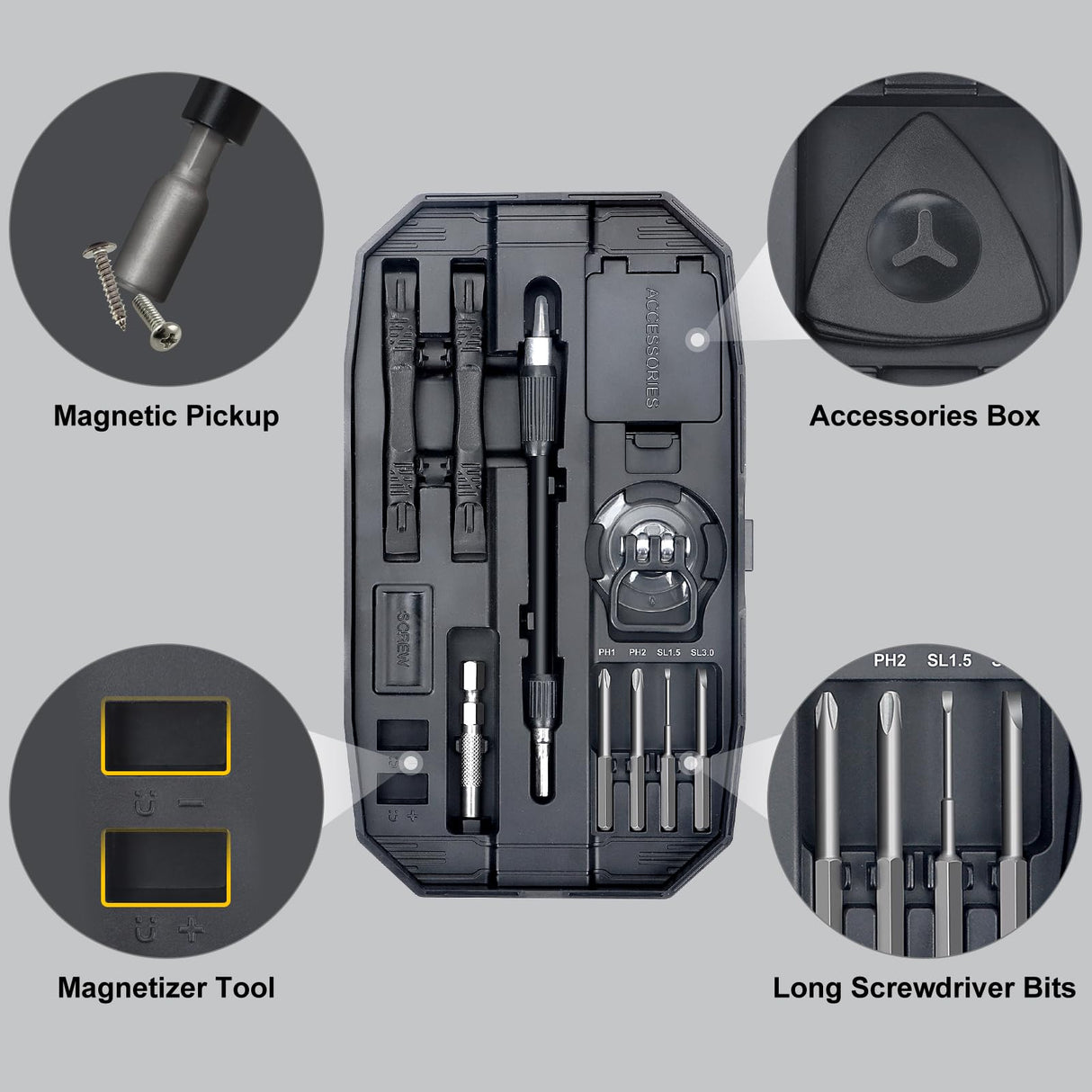 STREBITO Precision Screwdriver Set, 153 in 1 Electronics Tool Kit with Case, 140 PCS Magnetic Precision Bits - Computer, Laptop, iPhone, Macbook, PC, PS5, Game Controller, RC, Watch, Phone Repair Kit STREBITO