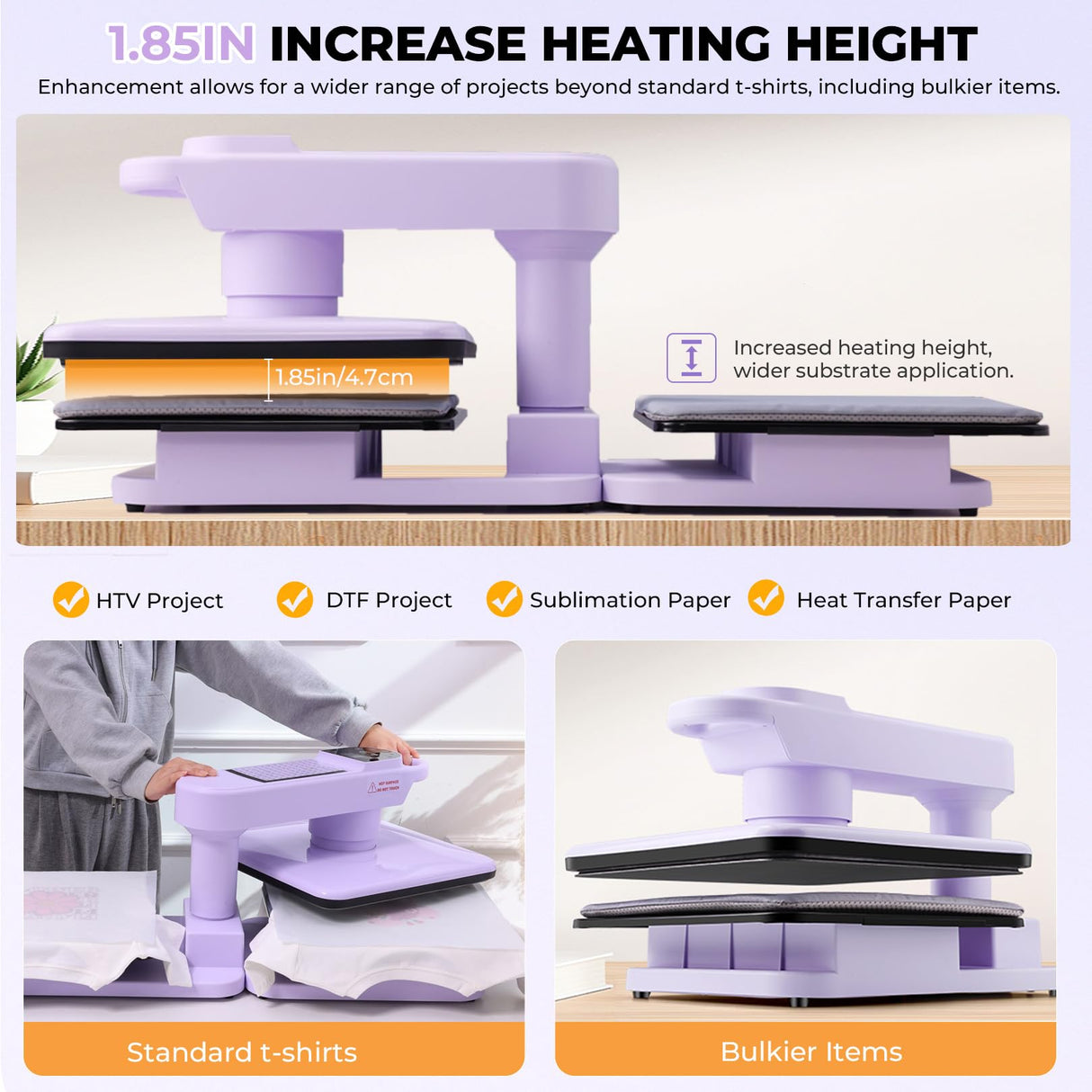 Whubefy Dual Auto Heat Press Machine 15x15, 360° Swing Away Smart T-Shirt Printing W/Auto Release & Auto-Off, Adjustable Pressure & Higher Heating Height for HTV, Sublimation, Heat Transfer Projects Whubefy