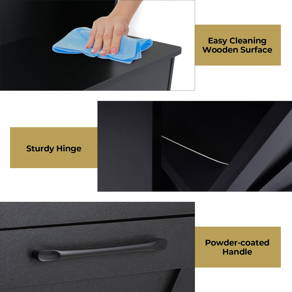 Arlopu Dual Tilt Out Trash&Storage Cabinet, Kitchen Sideboard Cupboard W/Pet Proof 10X2 Gal Hidden Garbage Holder, Freestand Laundry Sort Cabinet, W/Drawer, Shelves,Barn Door (Black) Arlopu