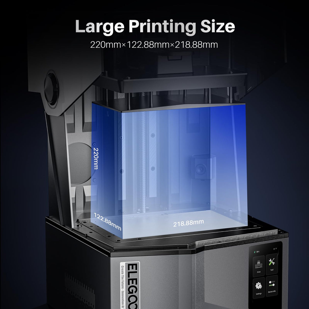 ELEGOO Saturn 4 Ultra 12K MSLA Resin 3D Printer, Smart Mechanical Sensor, Fast Printing Up to 150mm/h, AI Camera, WiFi Cluster Printing, Automatic Leveling, Large Printing Size 218.88*122.88*220mm³ ELEGOO