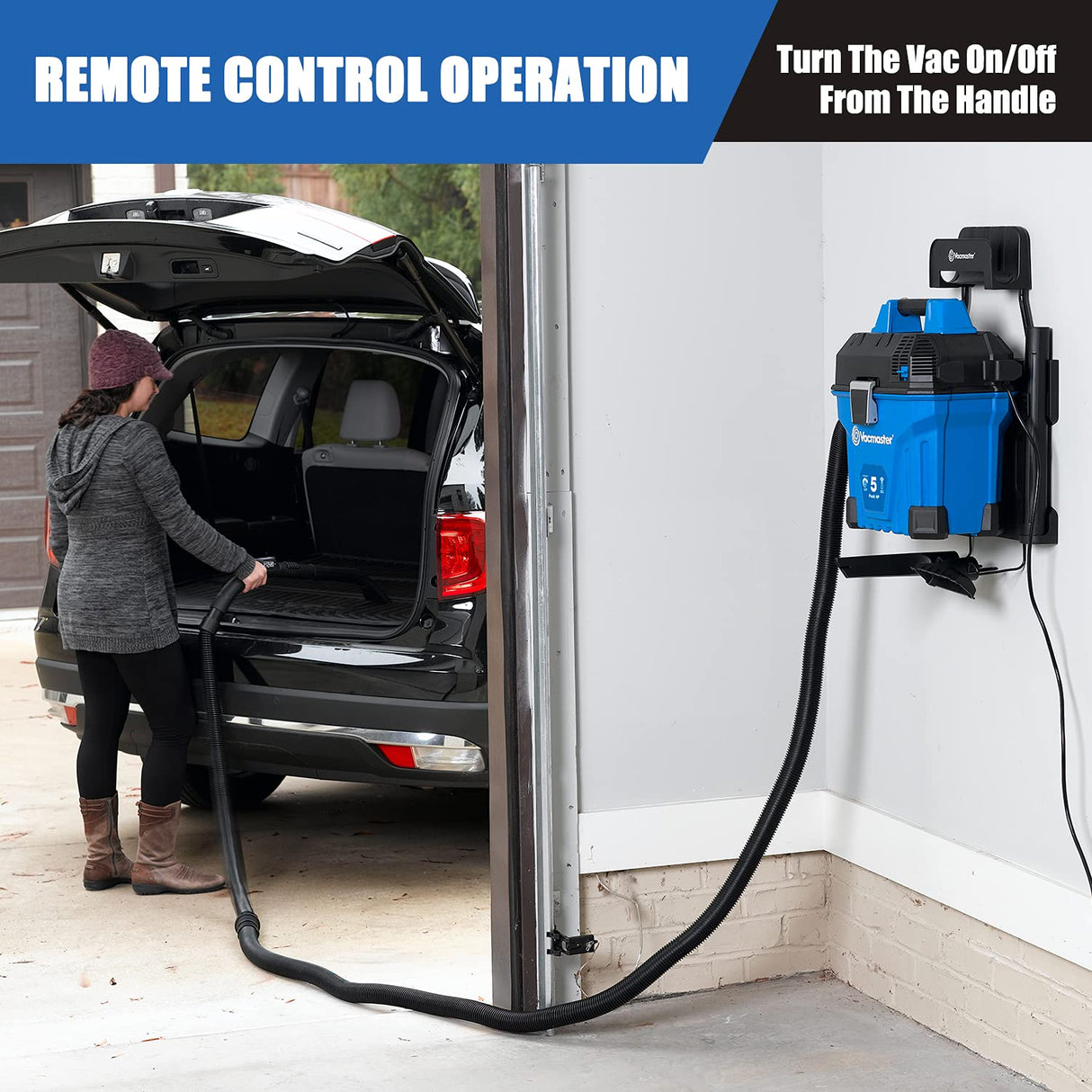 Vacmaster VWMB508 0101 5 Gallon Wall-Mount Wet/Dry Vacuum with Remote Control Operation Vacmaster