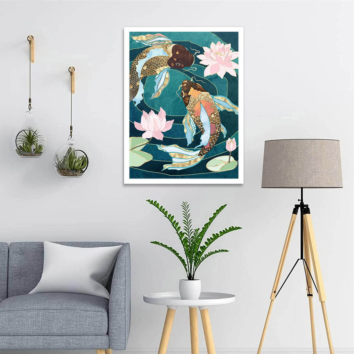 Hestarcul 5D Diamond Painting Kit,Abstract Koi Diamond Art Kits for Adults Round Full Drill,Paint with Diamonds for Gift,Wall Décor Hestarcul