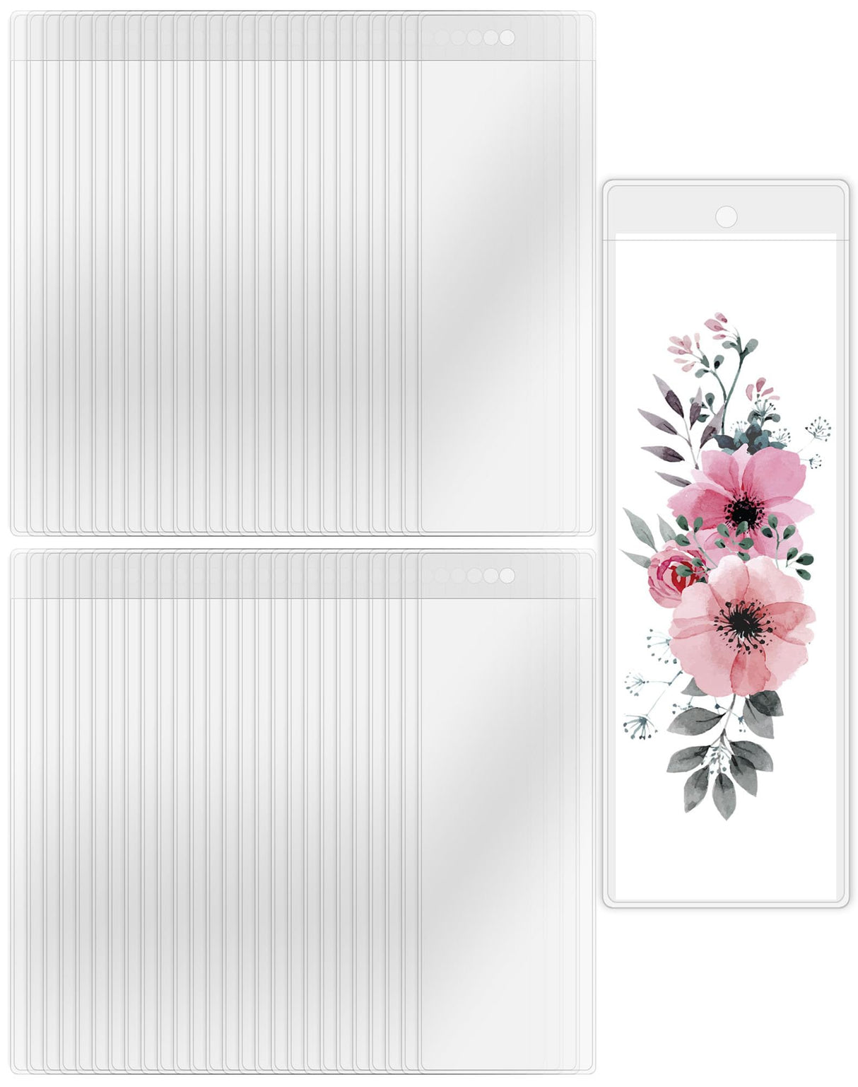 DSYIL 120 Pack Bookmark Sleeves, Clear Bookmark Holders, Plastic Blank Bookmark Cover for School, Office and Party Favors, 6.3 x 2.36 Inches DSYIL