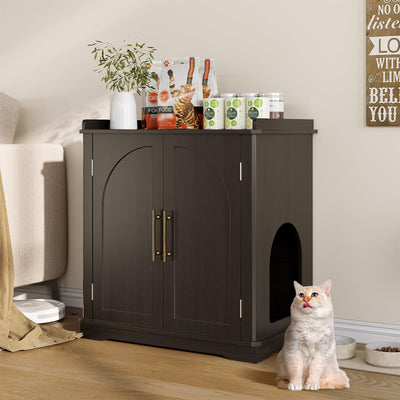 Halitaa Cat Litter Box Enclosure Furniture, Hidden Litter Box Furniture with Removable Dividers, Reversible Entrance Can Be on Left or Right Side, for Hallway, Bedroom, Black, 31.4" L