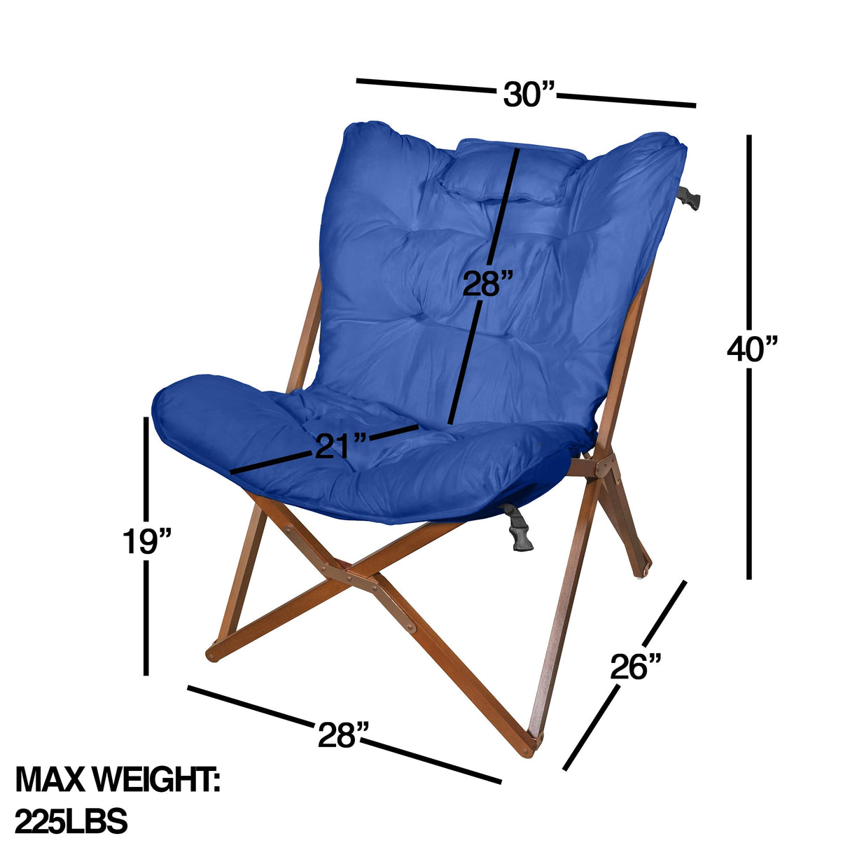 Zenithen Indoor Portable Wood Butterfly Folding Accent Chair, Perfect for Reading, Studying, Gaming, Suitable for Dorm Rooms, Bedrooms, and Living Rooms, Blue (Pack of 1) Zenithen