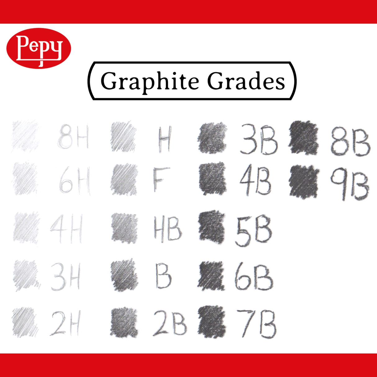 Pepy Graphite Professional Drawing Pencils - Set of 12 6B Pre-Sharpened Black Lead Pencils; Perfect for Drawing, Sketching and Shading, Graphic and Fine Art Pepy
