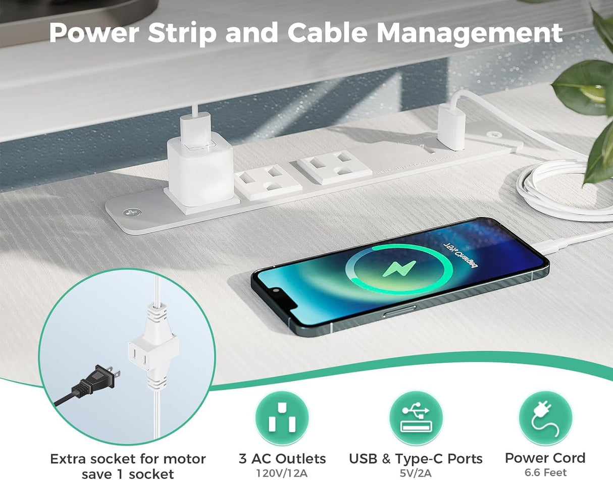 AODK Electric L-Shaped Standing Desk, Height Adjustable Office Desk with Monitor Stand, Sit-Stand Desk with Power Outlets, Large Lift Table for Home, Office, Workstation, White AODK