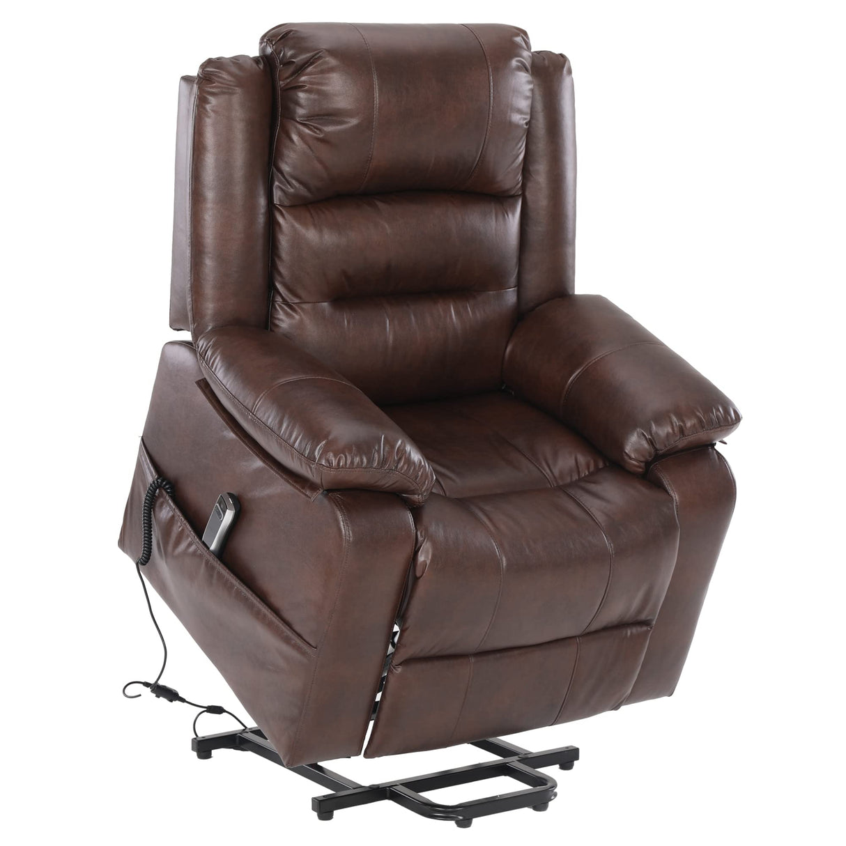 S*MAX Lift Chairs Recliners for Elderly Power Recliner Chairs Full Air Leather Electric Recliner Chairs Side Pockets USB Charge Port and Remote Control Power Lift Recliners Brown S*MAX