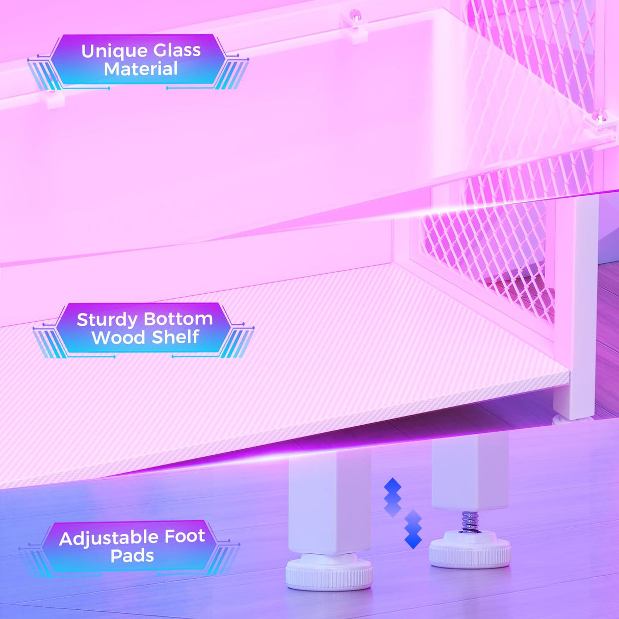 AODK Display Cabinet with LED Lights, Display Case with Glass Storage Shelves, 4-Tiers Curio Cabinet for Collectibles, Display Shelf, White AODK