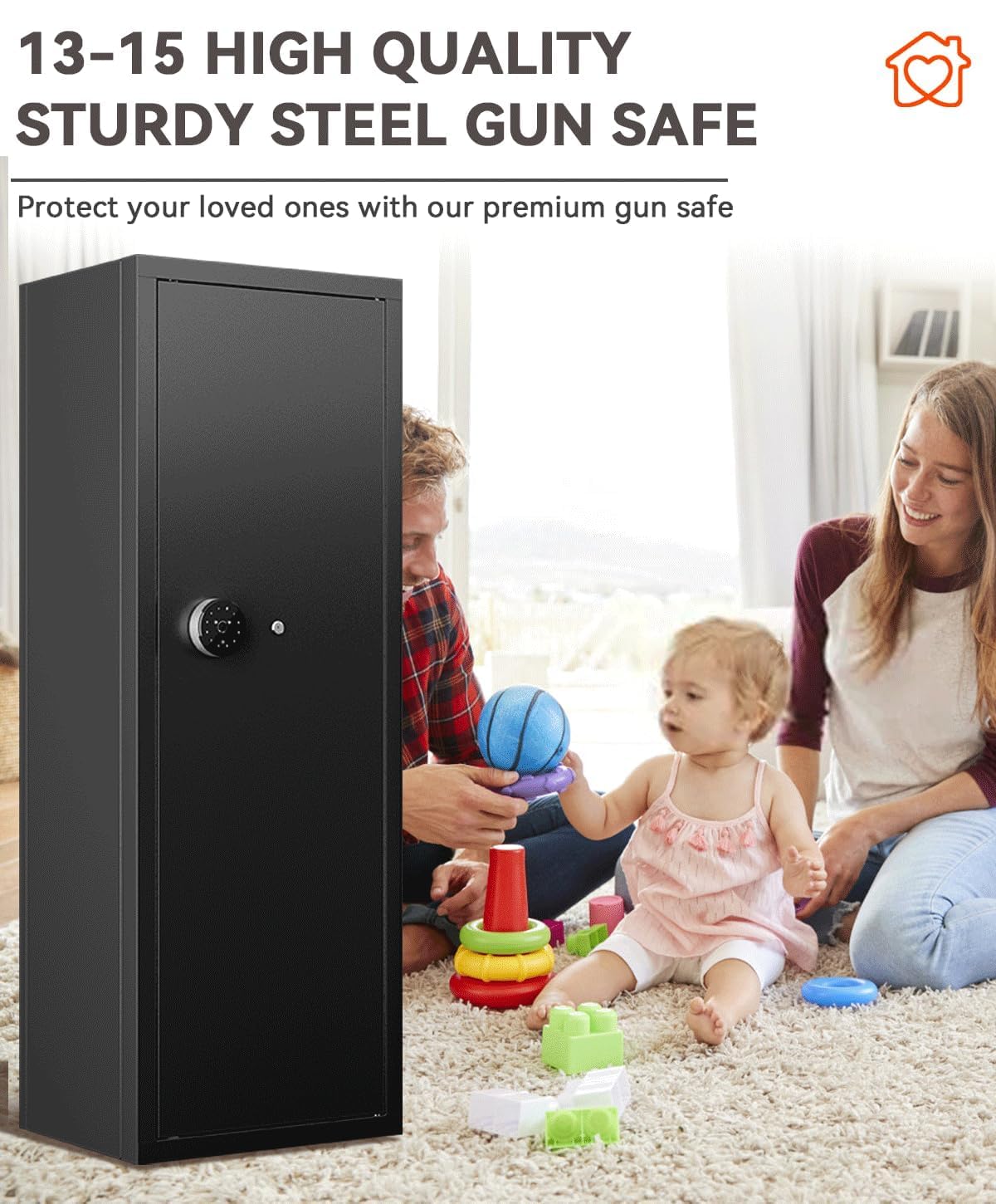 10-13 Gun Safe, Gun Safe for Rifles and Pistols, Gun Safes for Home Rifle and Pistols, Biometric Fingerprint Security, Fingerprint Gun Cabinet for Rifles and Password Lock Xyvaly