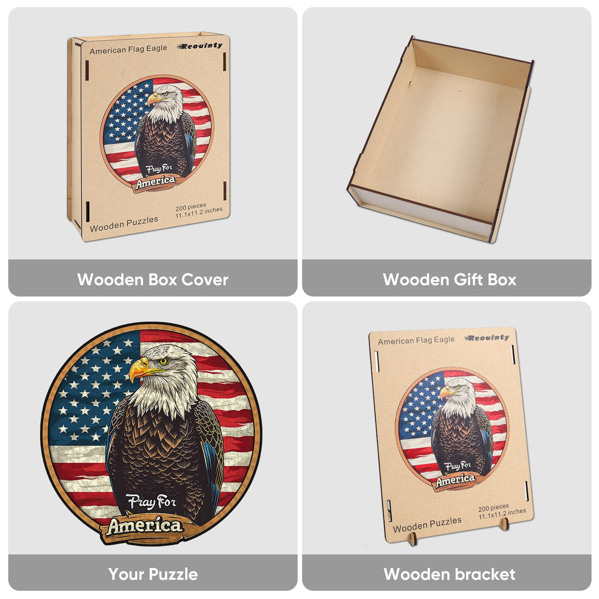 Reouinty Wooden Puzzle for Adults, Eagle Wooden Jigsaw Puzzles(11.1 * 11.2in-200pcs), Beautiful Wooden Puzzle with Box Birthday Gifts for Adults and Kids Family Game Reouinty