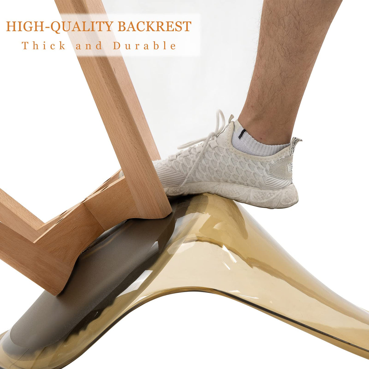 ANOUR Dining Chairs Set of 4, Modern Kitchen Clear Acrylic Accent Dinner Chairs with PU Leather Cushions Seat and Solid Beech Legs, Suitable for Living Room and Bedroom ANOUR