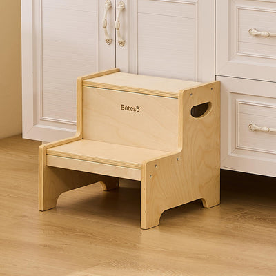 Bateso Step Stool for Kids, Wooden Toddler Step Stool for Bathroom Sink with Safety Anti-Slip Mat and Strip, Assembly Easily, Sturdy Kid Step Stool for Brushing Teeth, Kitchen, Toilet Potty Training