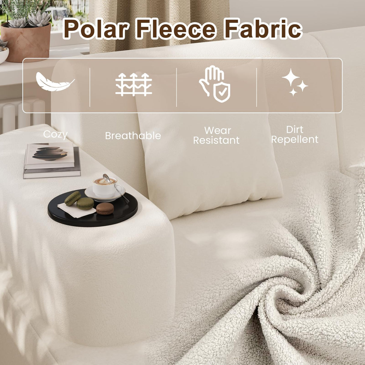 MELLCOM Modern Curved Boneless Sofa Couch, L-Shaped Corner Sofa, No Assembly Needed, Chenille Upholstered Cloud Sectional Couch for Living Room, Bedroom and Apartment (Beige, Left Hand Facing) MELLCOM