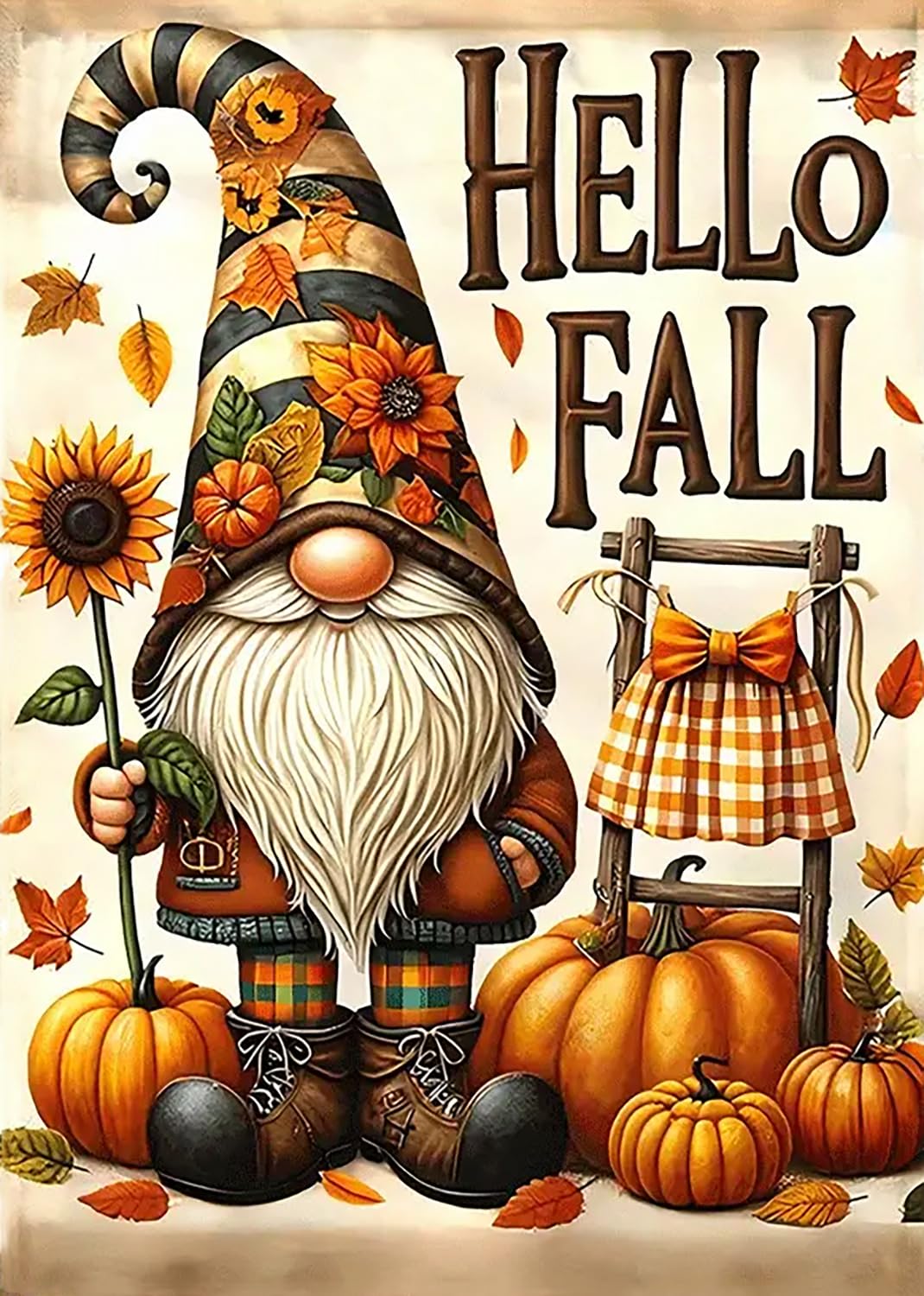 Fall Gnome Pumpkin Sunflower Diamond Art Kits for Adults, 5D Diamond Painting Kits for Adults Beginners, DIY Full Round Drill Diamond Dot Painting Gem Art Kits for Adult,Home Wall Decor 11.8x15.7 Inch VCLKDIY