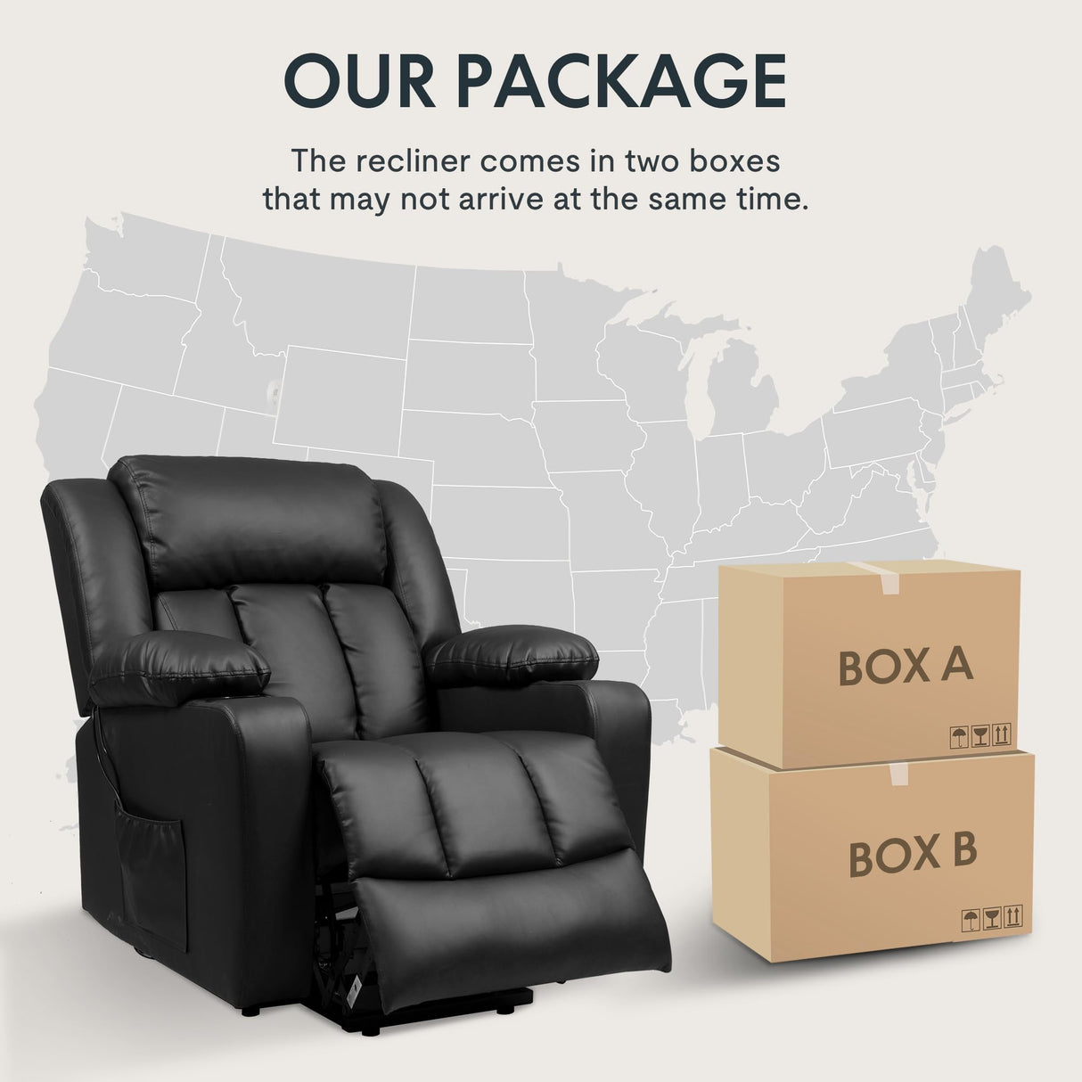 FLEXISPOT XL31 Power Lift Recliner Chair for Elderly, Oversized Electric Leather Lift Chair with Cup Holders, Side Pockets, Massage Reclining Chair Sofa for Living Room Bedroom (Black) FLEXISPOT