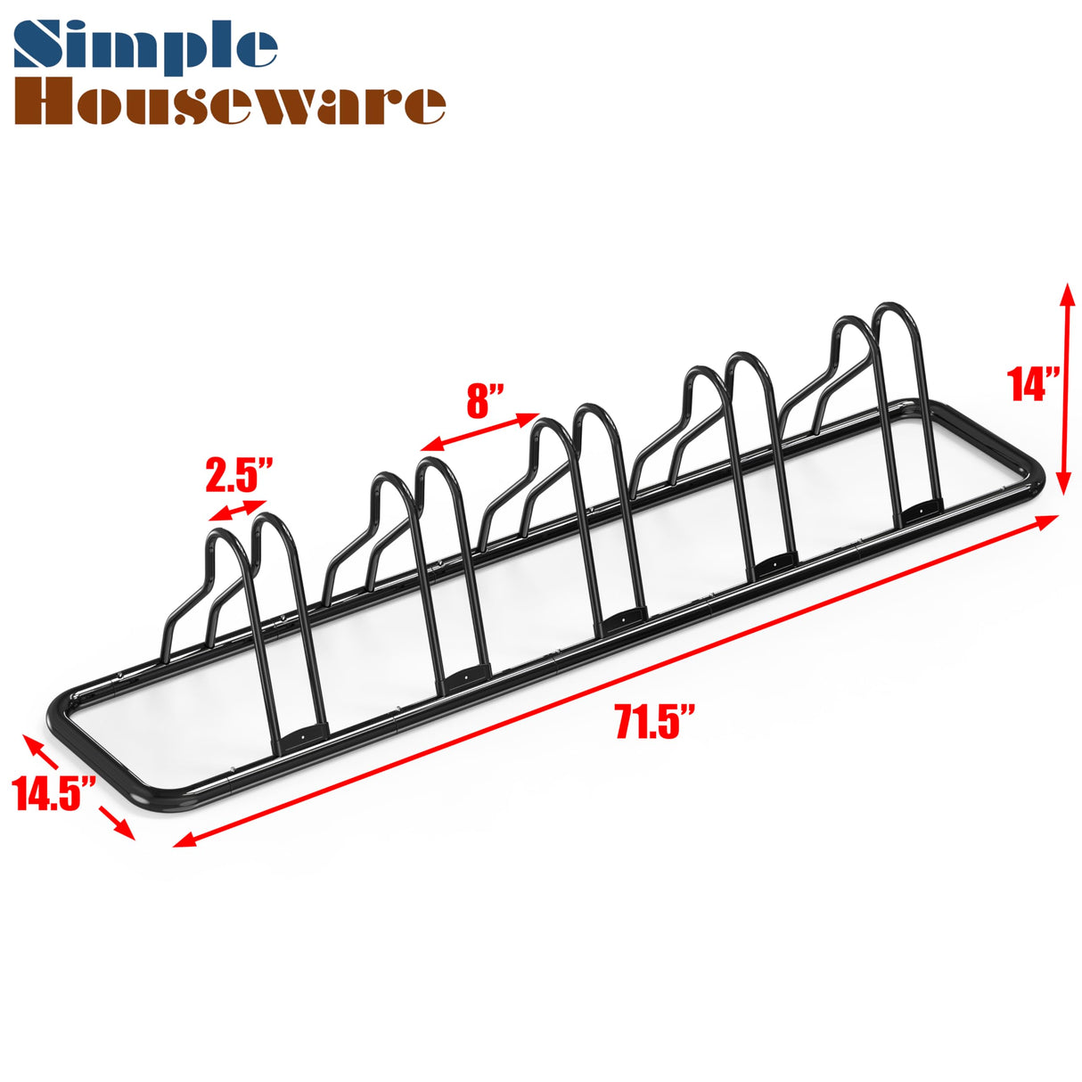 Simple Houseware 5 Bike Bicycle Floor Parking Adjustable Storage Stand, Black Simple Houseware