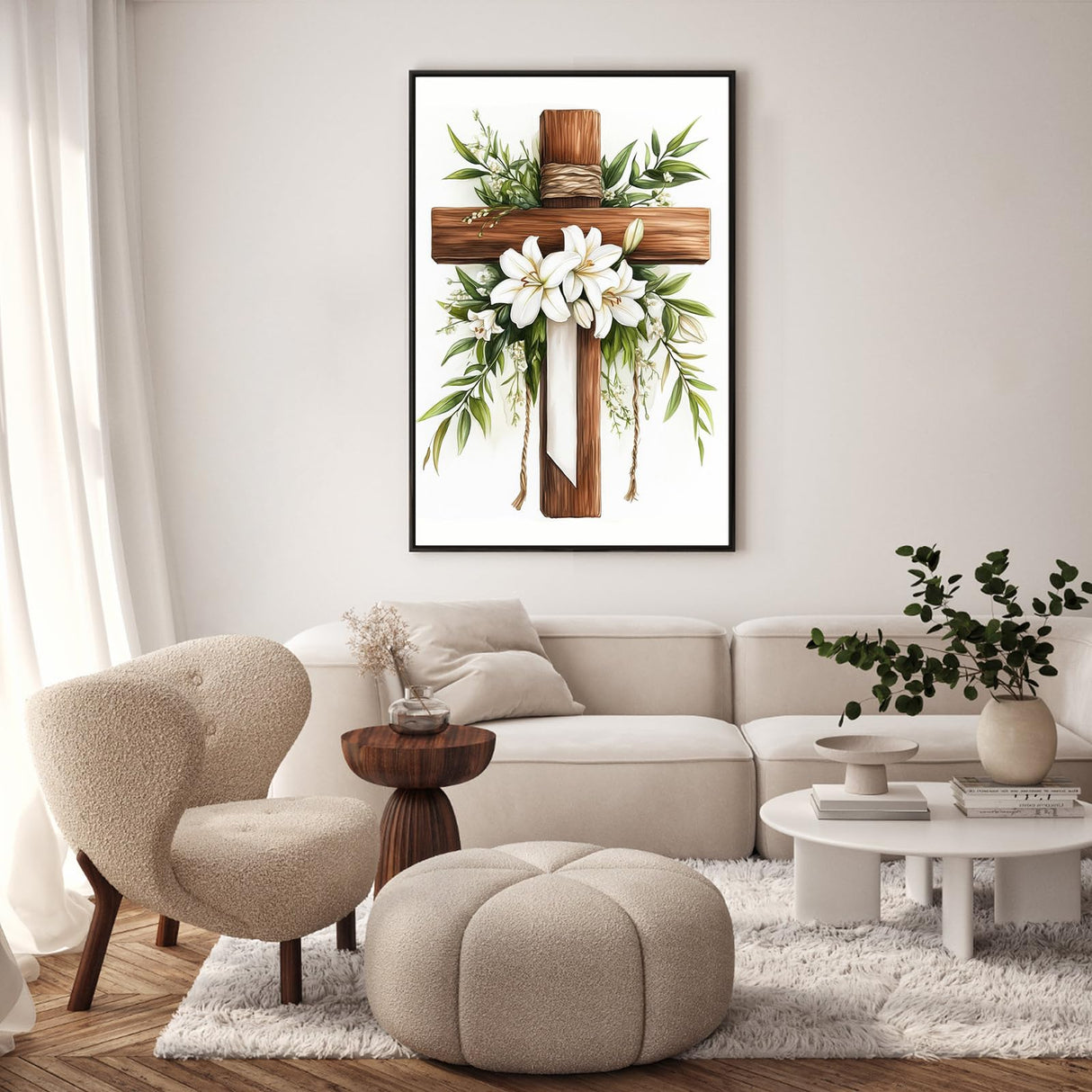 Framed Paint by Numbers Kit for Adults Beginner, Cross Easy Paint by Number Kits on Canvas Framed, Jesus DIY Acrylic Oil Painting by Numbers with Frame for Gift Home Decor 8 x 12 inch GEEHEIY