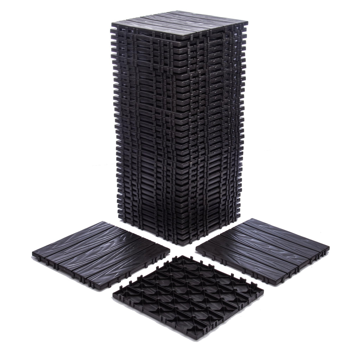 76-Pack Interlocking Deck Tiles - 11.42"x11.42" Dark Gray Polypropylene Flooring, 68.80 Sq.Ft Waterproof & Moisture-Proof Outdoor Patio Tiles, Easy Snap-Together Installation! Zjjseloru