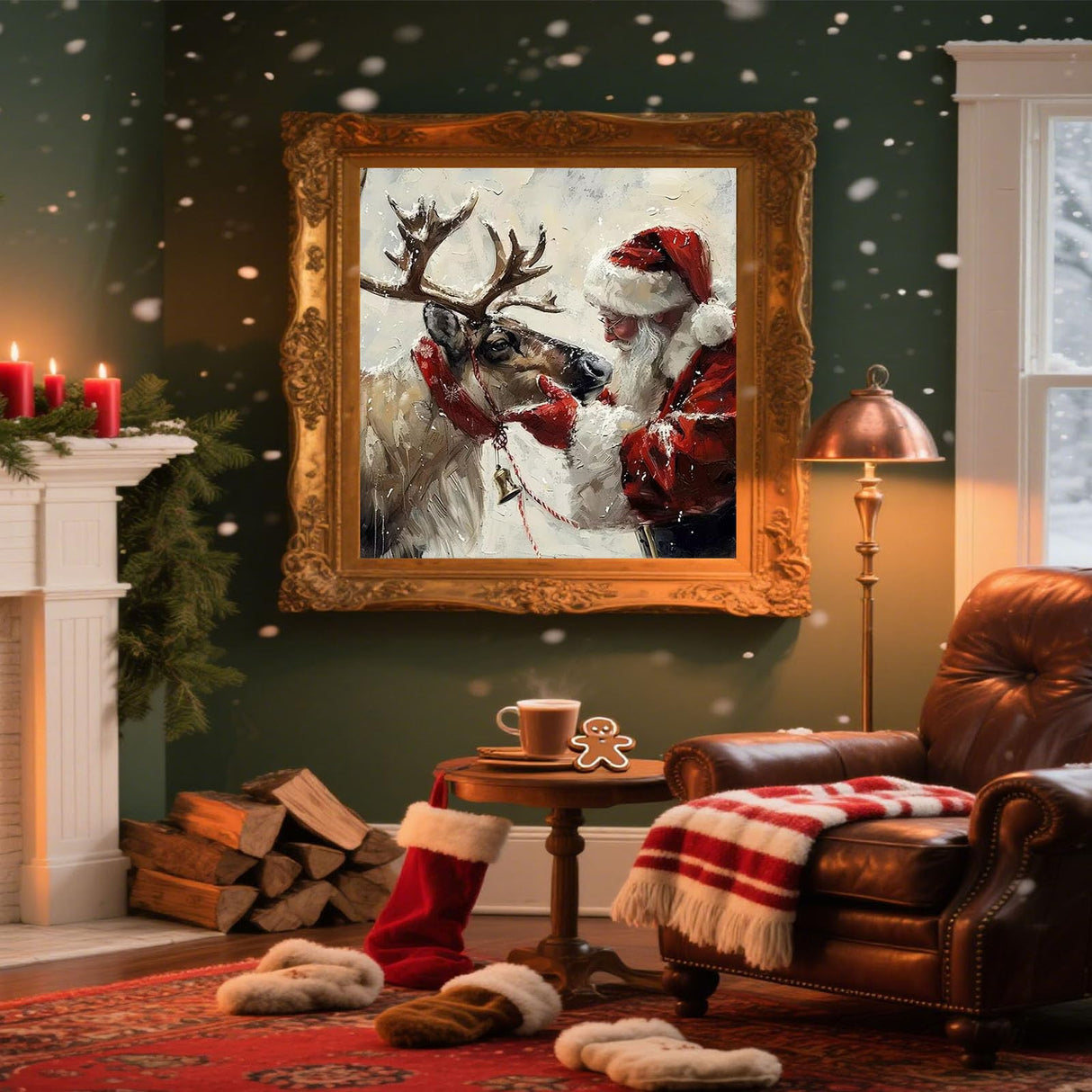 cviokrdu Christmas Paint by Numbers Kit for Adults - Santa Claus Adult Paint by Number Kits on Canvas, DIY Christmas Elk Oil Painting for Gift Home Wall Decor (16x16inch) cviokrdu