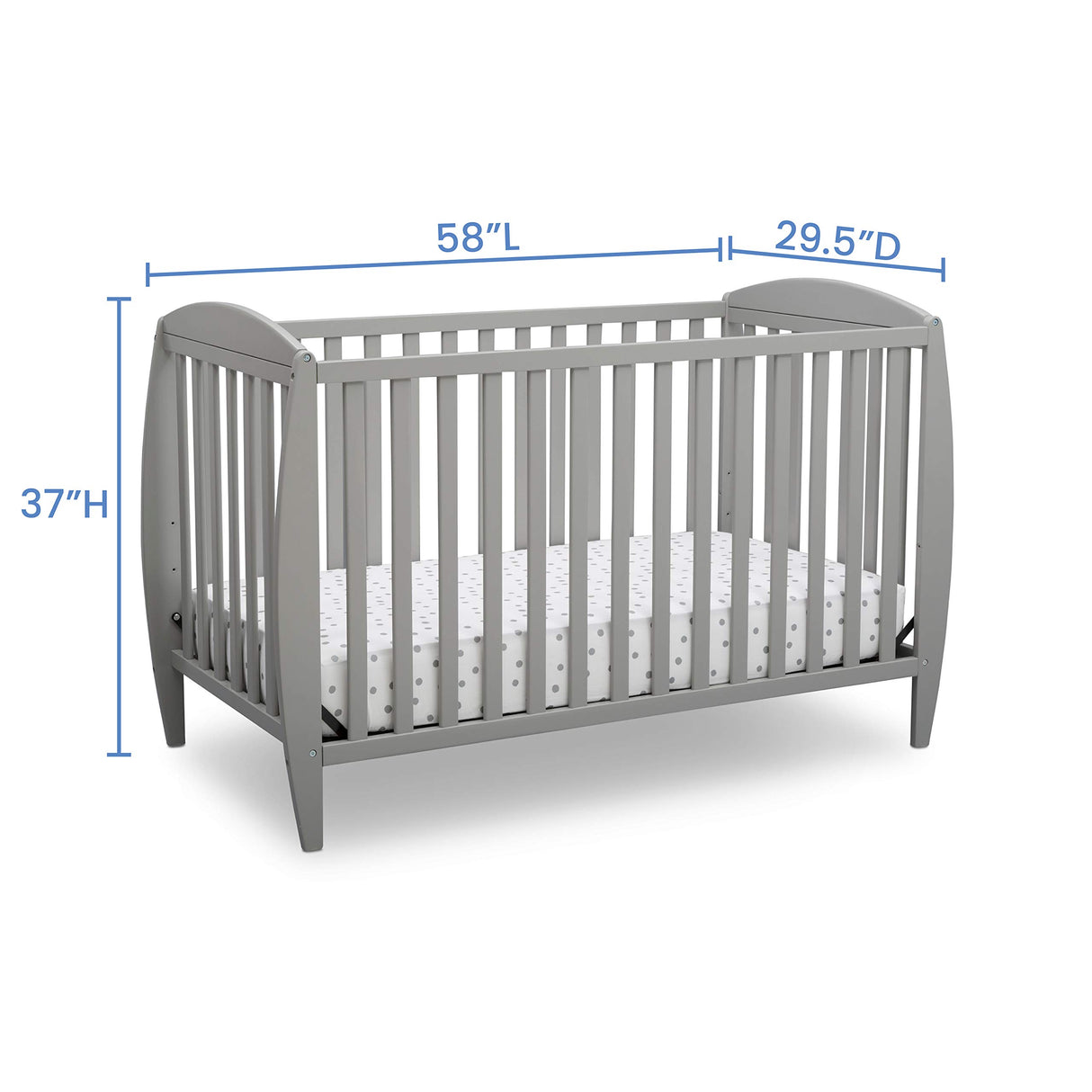 Delta Children Taylor 4-in-1 Convertible Baby Crib, Easy to Assemble, Sustainable New Zealand Wood, Grey Delta Children