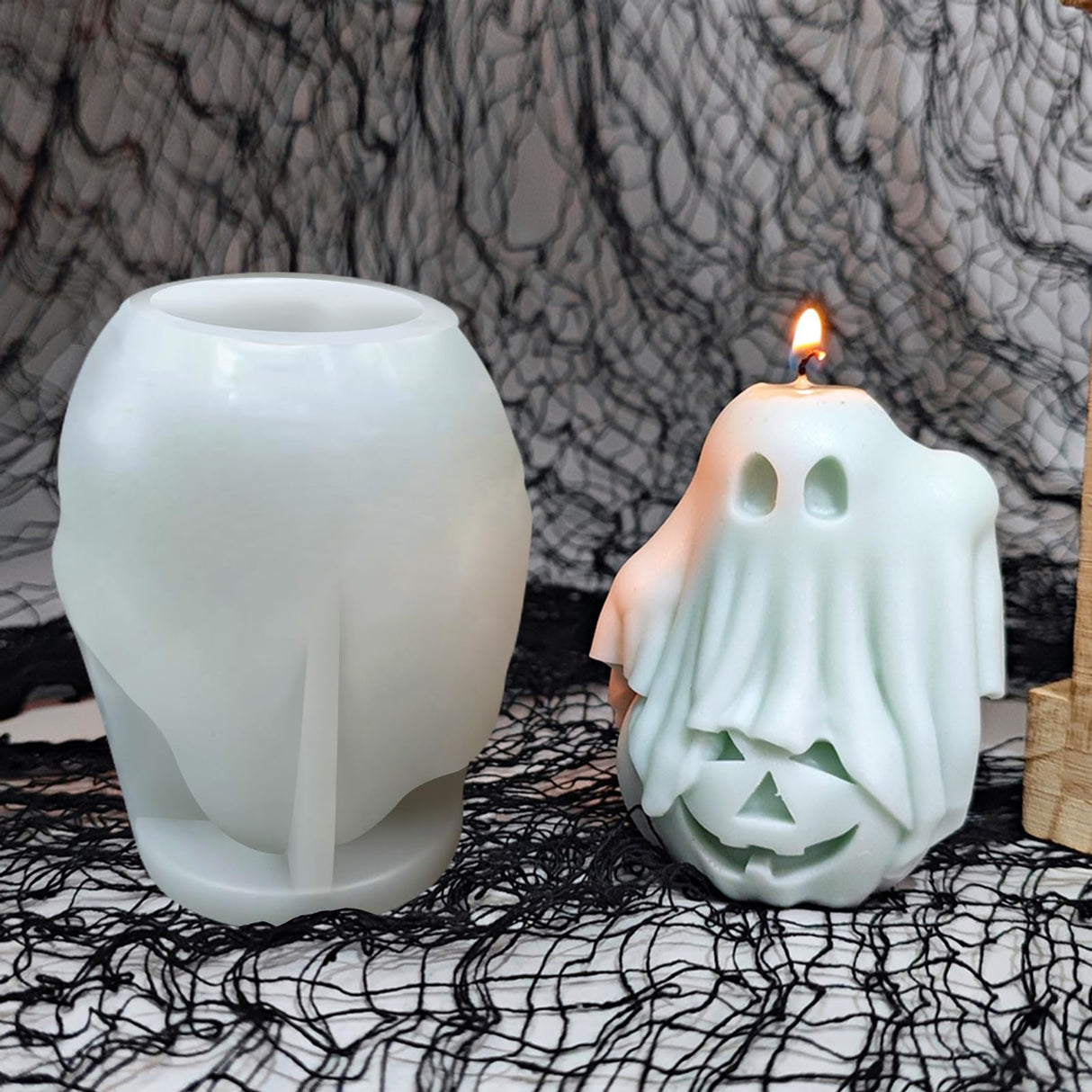 ZQYSING Halloween Candle Molds, New Cute Ghost Pumpkin Silicone Molds for Halloween Epoxy Resin Casting Aromatherapy Candle Soap Making Home Art Crafts Decor ZQYSING
