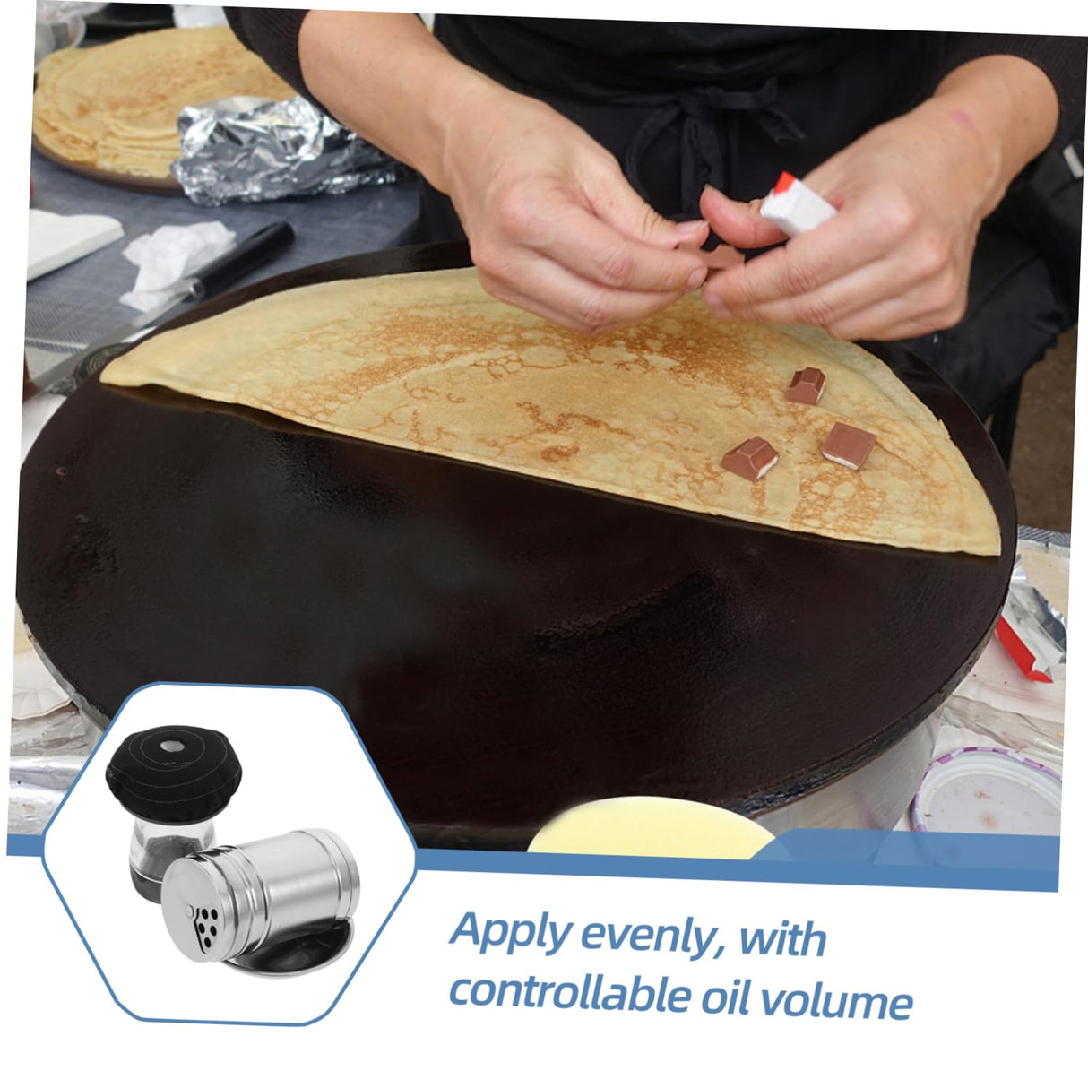 Unomor 1 Set Pancake Basting Tool Oil Mop Seasoning Jar Cooking Oil Applicator Oil Wiper for Pancake Wear-resistant Oil Spread Applicator Restaurant Oil Spread Stainless Steel Unomor