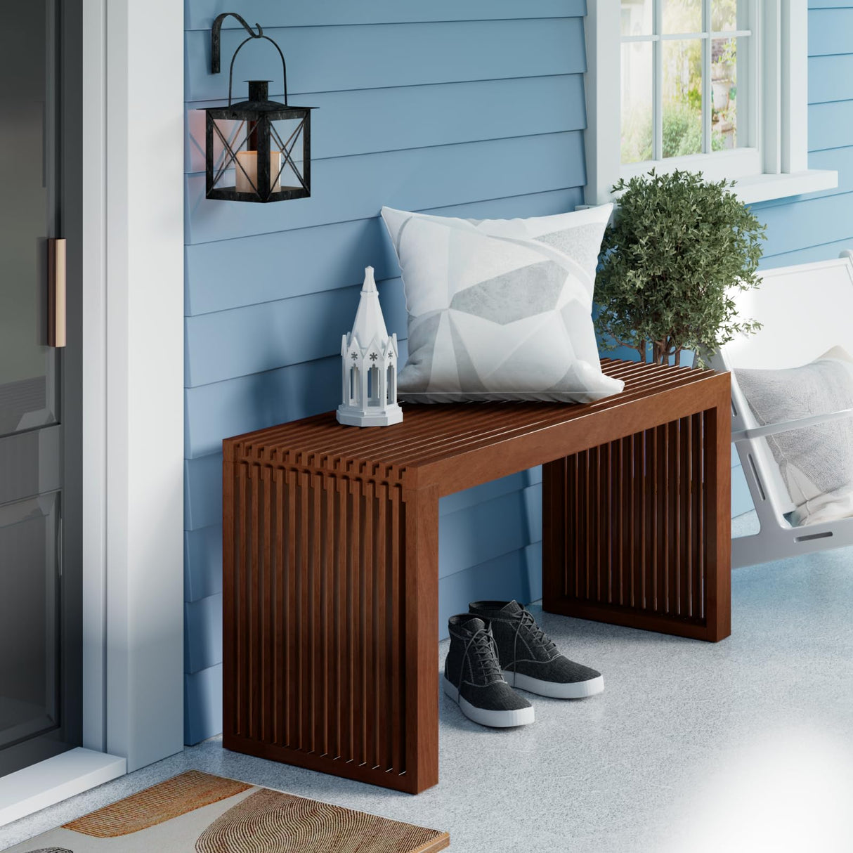 APRTAT Bamboo Dining Bench Indoor Long Entryway Shoe Rack Bench,Outdoor Modern Wood Benches 35 Inch Bamboo Bench for Living Room Hallway Bedroom Bathroom APRTAT