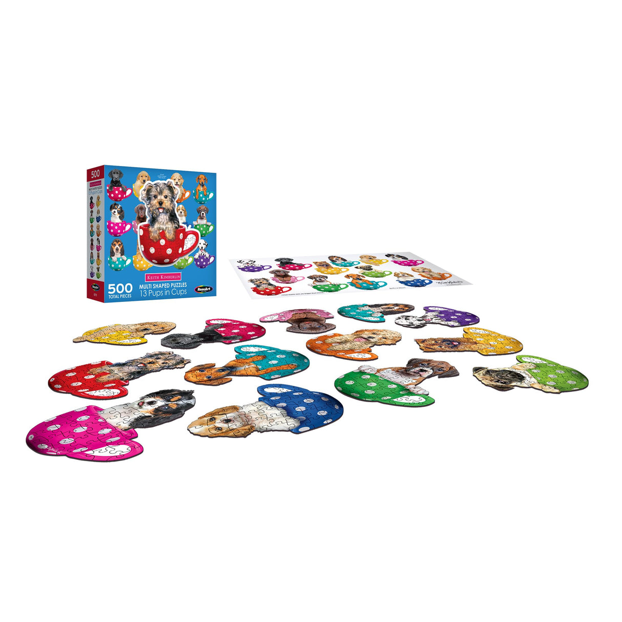 RoseArt - Mini-Shaped - Pups in Cups - 500 Piece Jigsaw Puzzle for Adults RoseArt