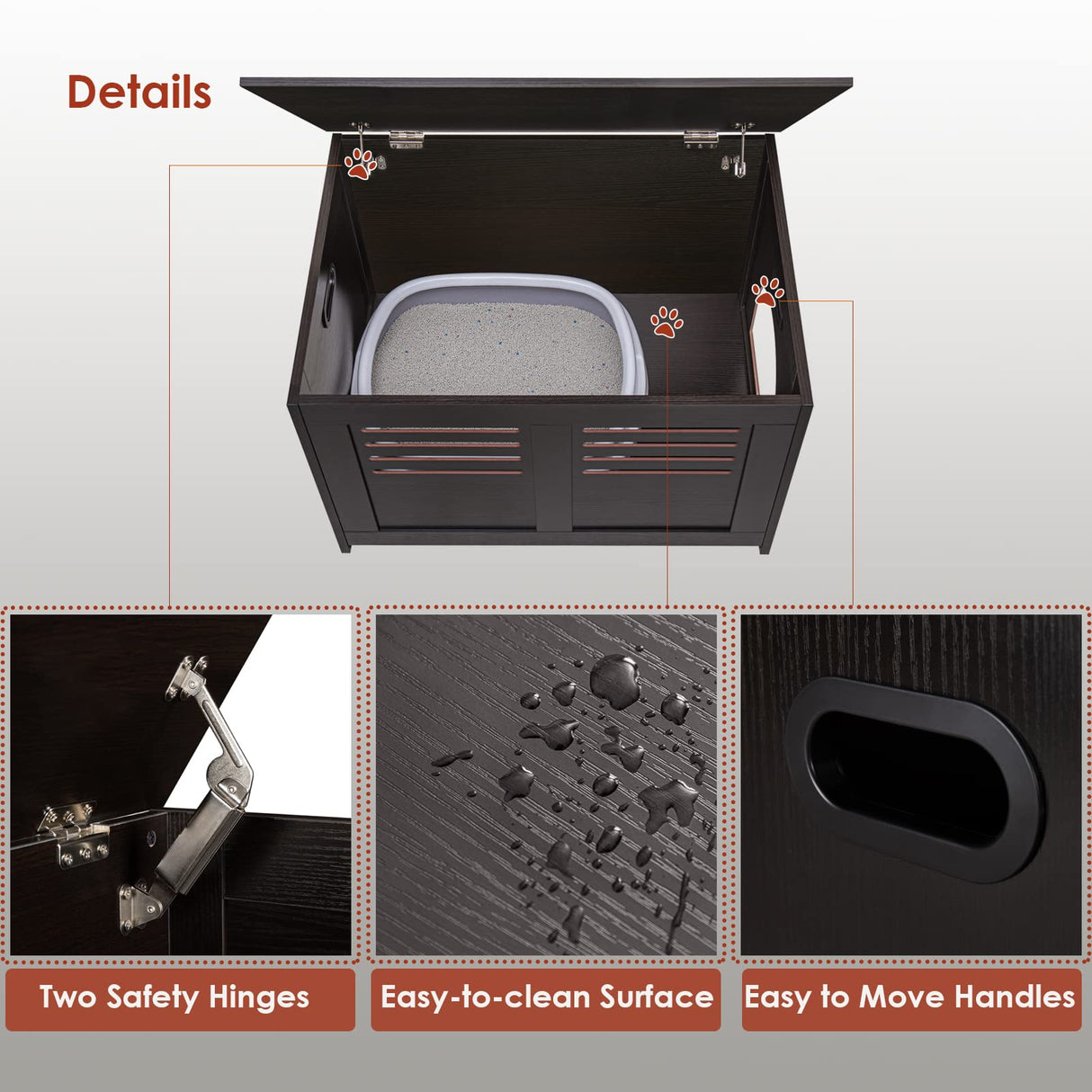 DINZI LVJ Litter Box Enclosure Furniture, Flip Top Hidden Litter Box with Good Ventilation, Litter Box Cabinet, Wooden Cat Washroom Fit for Most of Cat and Litter Box, Indoor Cat House, Espresso DINZI LVJ