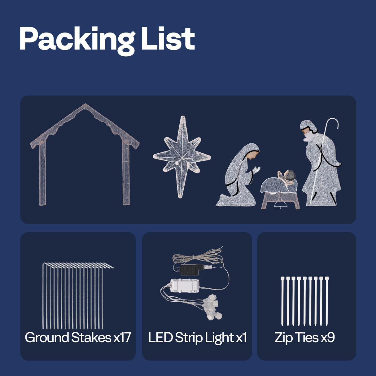 VIVOHOME 5FT Lighted Nativity Scene Outdoor, Christmas Nativity Set for Yard, Lawn, Garden, Party VIVOHOME