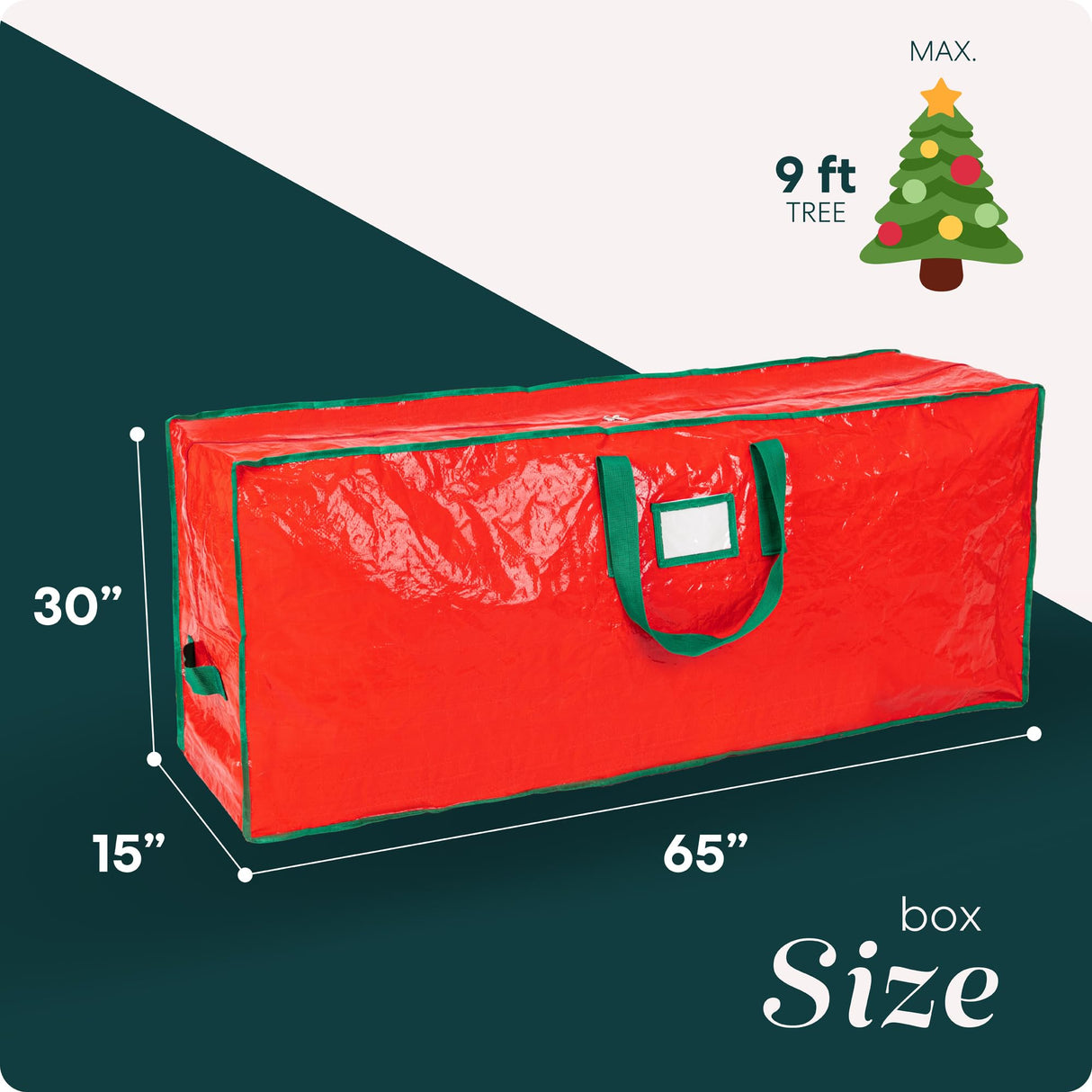 Handy Laundry, Christmas Tree Storage Bag - Stores 9 Foot Artificial Xmas Holiday Tree, Durable Waterproof Material, Zippered Bag, Carry Handles. Protects Against Dust, Insects and Moisture. Handy Laundry