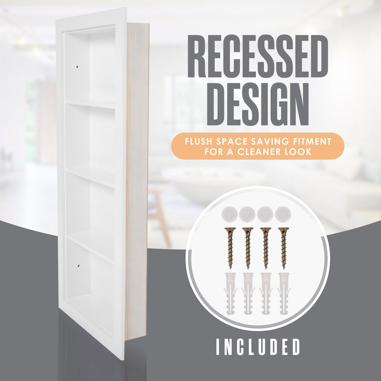 Houseables Recessed Medicine Cabinet, Recessed Wall Niche, Medicine Cabinet Insert, Bathroom Niche, In Wall Shelf, Insert for Drywall, Between Studs Shelf Replacement, Without No Mirror, 14x36 (17x38) Houseables