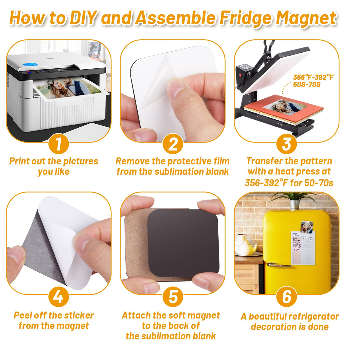 Sublimation Magnet Blanks, Personalized Sublimation Blanks Bulk with 20 PCS Larger Square Blanks, 20 PCS Fridge Magnets for Custom Refrigerator Oven Dรฉcor Office Calendar DIY Crafts (6 x 6 cm) Cruzix