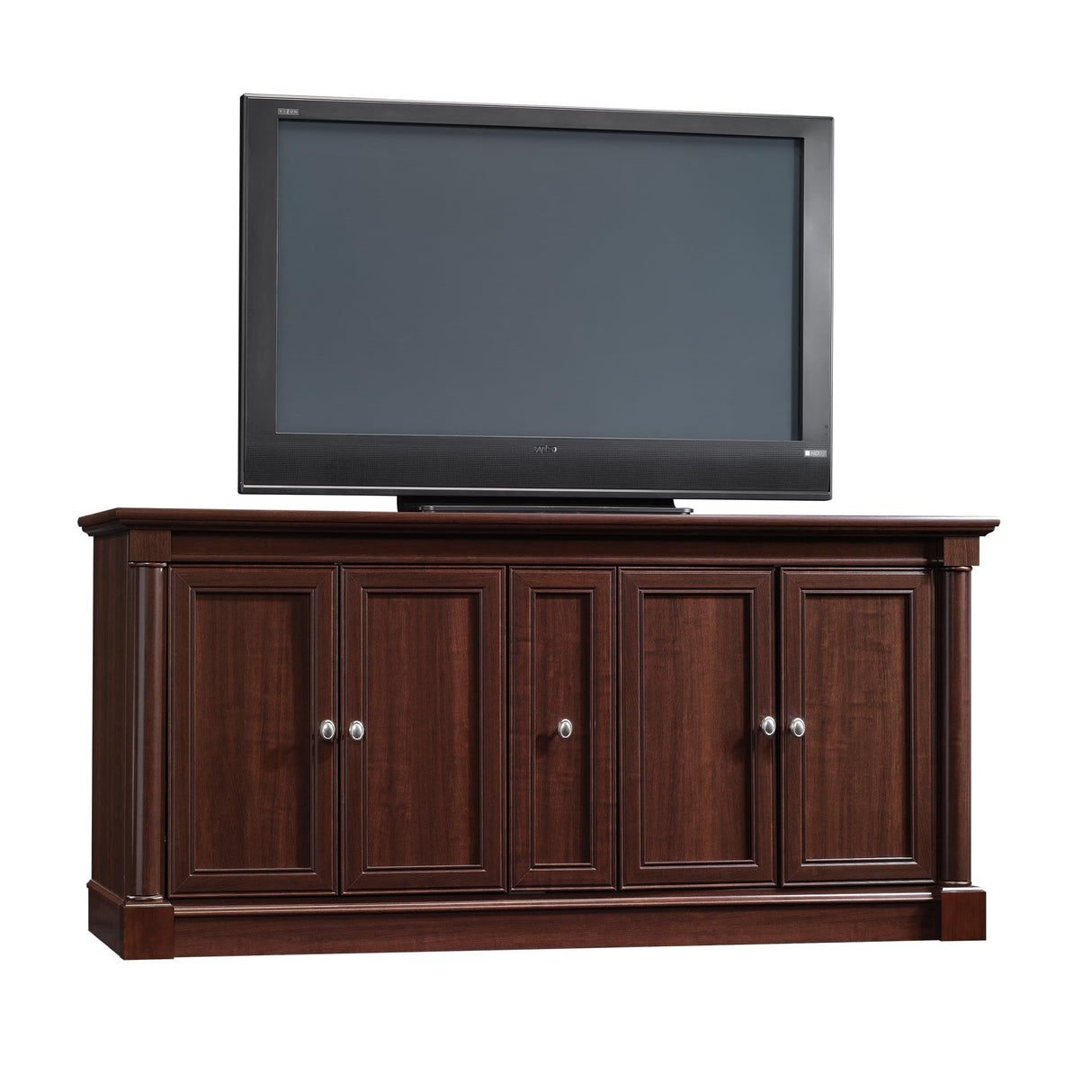 Sauder Palladia Credenza, For TV's up to 70", Select Cherry finish, 19.45"D x 70.16"W x 33.11"H Sauder