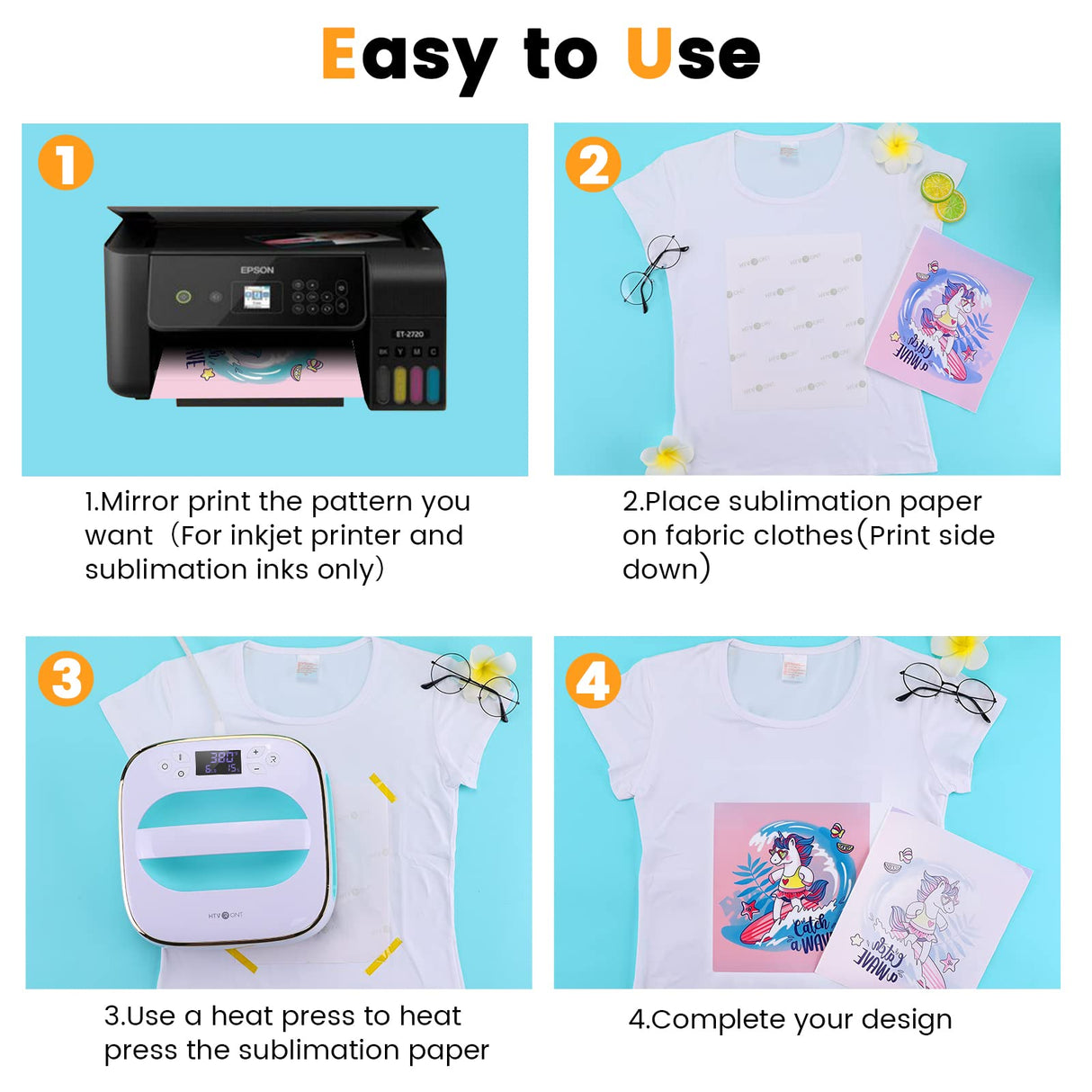 HTVRONT Sublimation Paper 8.5x14 inches - 30 Sheets Sublimation Transfer Paper Compatible with Inkjet Printer, Easy to Transfer 120 gsm Sublimination Paper for tumblers, T-shirts, Mugs HTVRONT