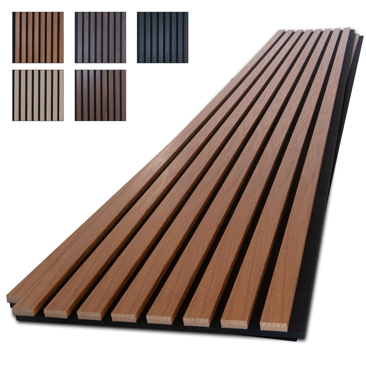 NeatiEase Wood Panels for Wall, 4-Piece 96" x 12.6" Soundproof Wood Slat Wall Panel for Interior Wall Decor Noise Cancelling, Acoustic Wall Panels, Sound Absorbing Panel (Teak) NeatiEase