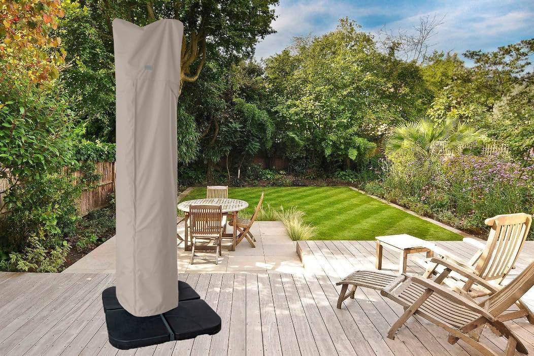 Garden Balsam Patio Umbrella Cover for 9ft to 13ft Offset Umbrella, Water Resistant, Curved Cantilever and Straight Pole Parasol Outdoor Umbrellas Cover with Zipper and Rod Garden Balsam
