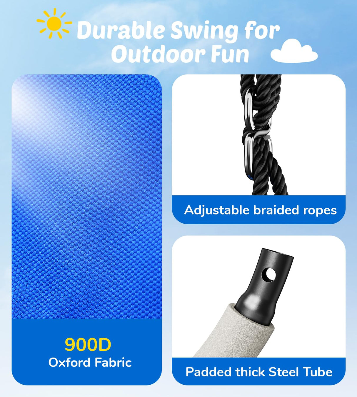 Trekassy Saucer Swing with Frame for Kids Outdoor, 440lbs Swing Set with Heavy Duty Metal Stand for Backyard, Outdoor Kids Play Equipment Trekassy