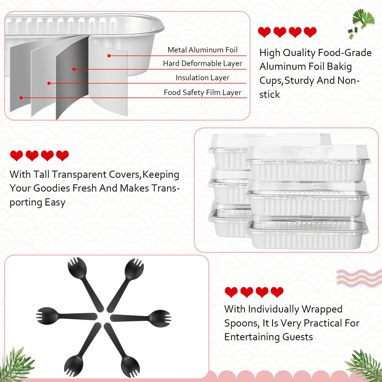 LNYZQUS Mini Loaf Pans with Lids 100 Pack, 6.8oz Mini Cake Pans Rectangle Aluminum Foil Baking Tins Containers,Disposable Small Cake Baking Pan Cupcake Baking Cups Muffin Tins-White LNYZQUS