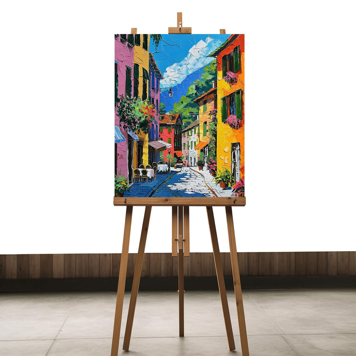 Italian Town Paint by Numbers Kits for Adult Beginners, Mediterranean Style Street Painting Set Italy Tuscan Canvas Painting with Brushes and Acrylic for Home Decor Without Framed 16'' x 20'' SVINOILER