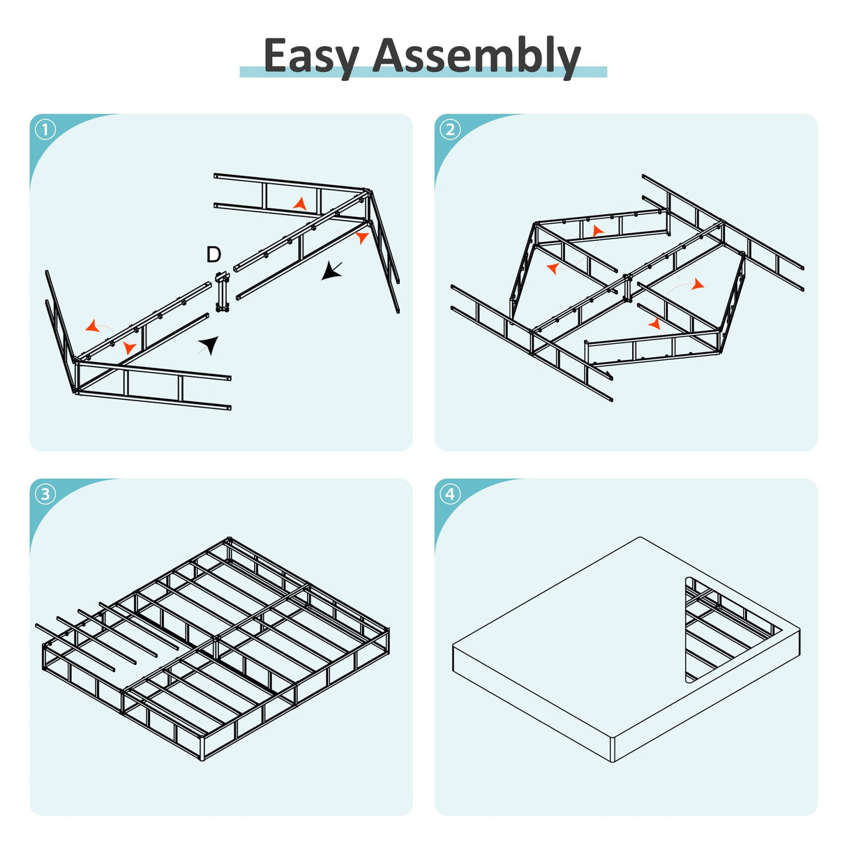 Upcanso King Box Spring Bed Base 6 Inch, Low Profile Metal Box Spring King with Fabric Cover, 3000 Lbs Max Weight Capacity Mattress Foundation, Noise-Free, Easy Assembly Upcanso