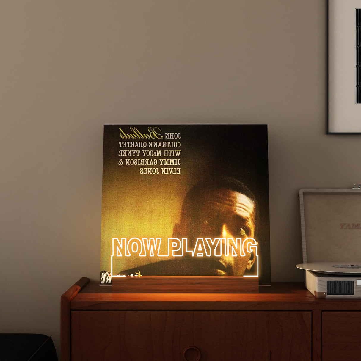 YuanDian Now Playing Vinyl Stand, Light up Now Spinning Record Stand, Wooden Acrylic Holder for Vinyl Album Display Storage, Vinyl Record LED Display Storage Collection Holder YuanDian